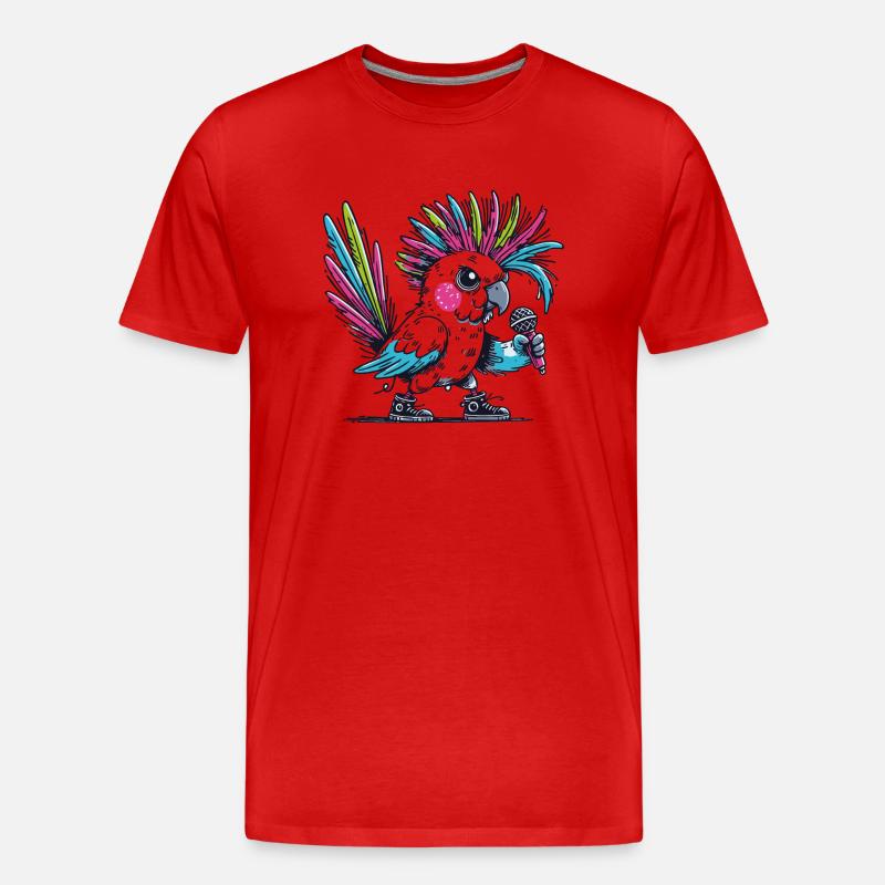 Punk Kakadu mit Irokesenschnitt - Männer Premium Bio T-Shirt - Rot