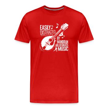 Liebe zur Mandoline und Bluegrass - Männer Premium Bio T-Shirt - Rot - Vorne - Damien (186cm)