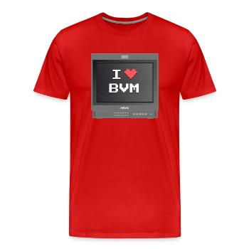PVM Lover - J'aime mon BVM - T-shirt bio Premium Homme - rouge - Devant - Damien (186cm)