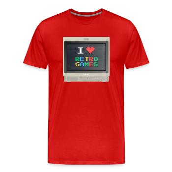 PVM Lover - Retrogames (Beige) - T-shirt bio Premium Homme - rouge - Devant - Damien (186cm)