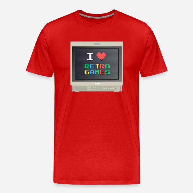 PVM Lover - Retrogames (Beige) - Männer Premium Bio T-Shirt - Rot