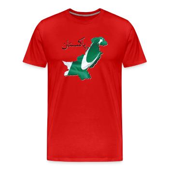 Pakistan flag in Pakistan map PK - Men's Premium Organic T-Shirt - red - Front - Damien (186cm)
