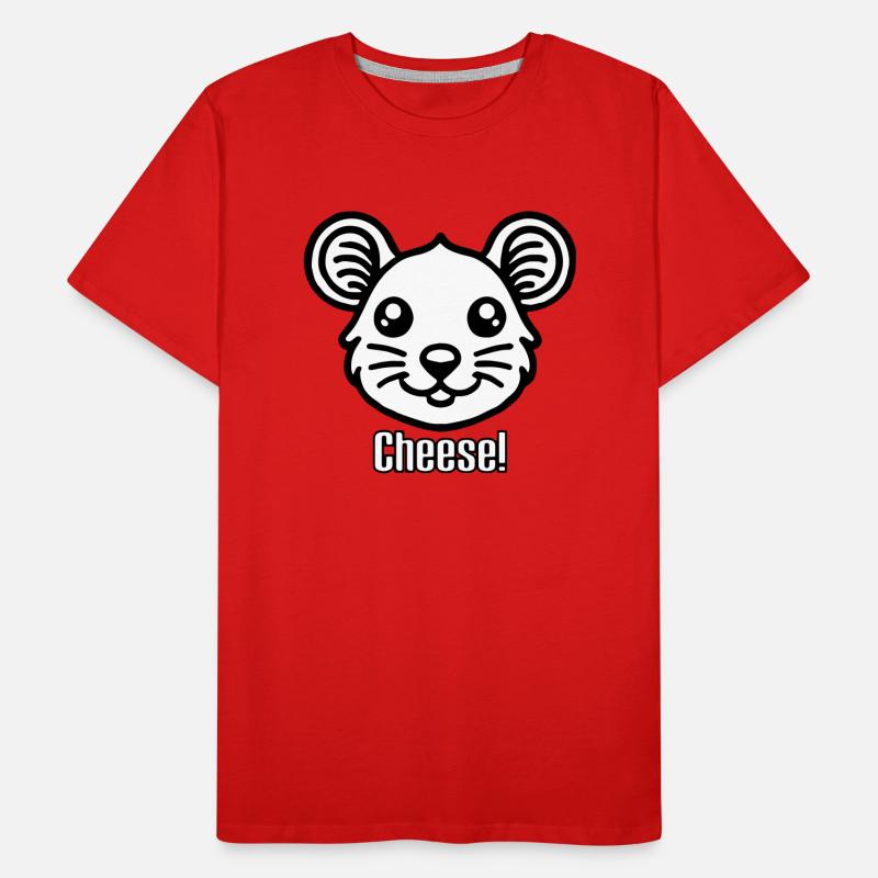 Cute looking Mouse - "Cheese" Design Men's Premium Organic T-Shirt