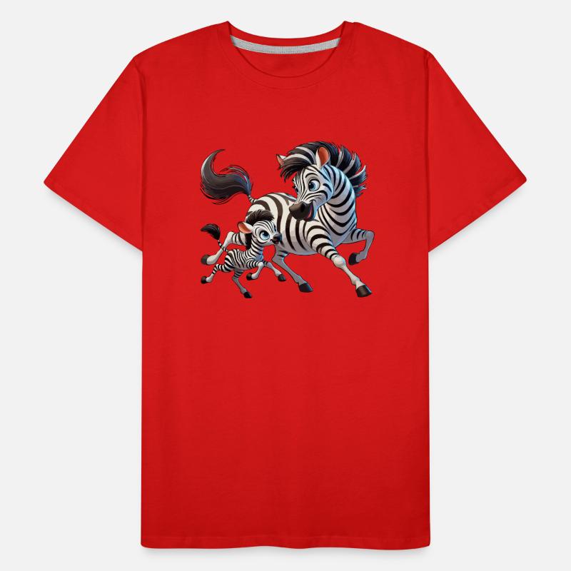 Zebra-Mutter mit herumtollendem Kind Männer Premium Bio T-Shirt