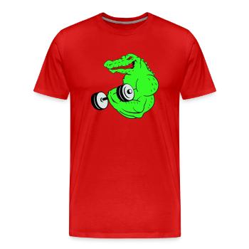 Fitness Crocodile 02 - Men's Premium Organic T-Shirt - red - Front - Damien (186cm)