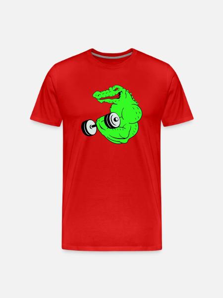 fitness crocodile 02 - Männer Premium Bio T-Shirt - Rot