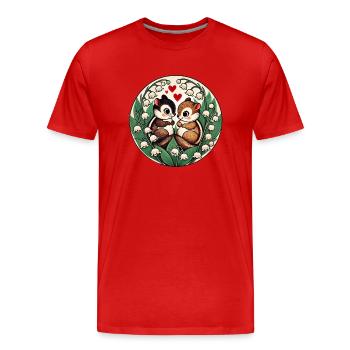 Chipmunk Love - Men's Premium Organic T-Shirt - red - Front - Damien (186cm)