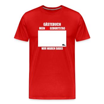 Unterschriften zum 20. Geburtstag - Gästebuch - Männer Premium Bio T-Shirt - Rot - Vorne - Damien (186cm)