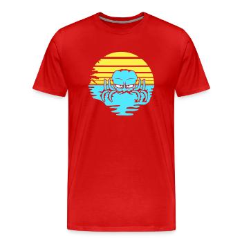 Oktopus Meer Sonnenuntergang Strand Urlaub Linien - Männer Premium Bio T-Shirt - Rot - Vorne - Damien (186cm)