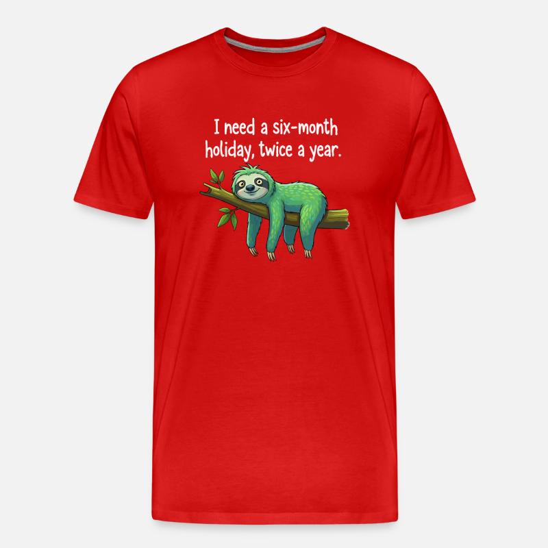 Faultier Urlaub - Männer Premium Bio T-Shirt - Rot