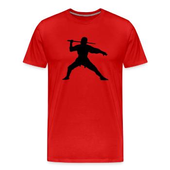 Ninja - Männer Premium Bio T-Shirt - Rot - Vorne - Damien (186cm)