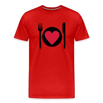 essen - Männer Premium Bio T-Shirt - Rot - Vorne - Damien (186cm)