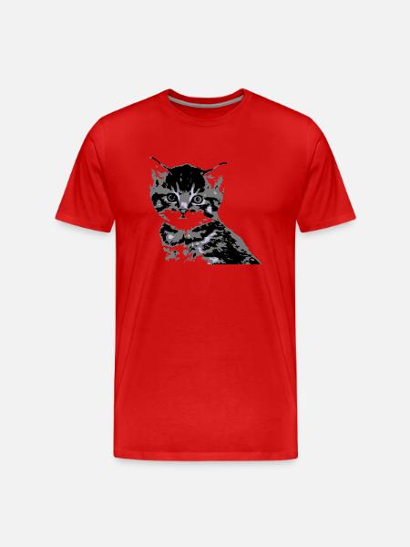 Katze Cat Katzengesicht - Männer Premium Bio T-Shirt - Rot