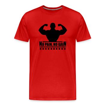 pain_gain_c1 - Men's Premium Organic T-Shirt - red - Front - Damien (186cm)