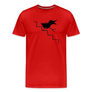 Oiseau descend les escaliers - T-shirt bio Premium Homme - rouge - Devant - Damien (186cm)