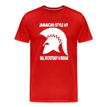 jamaican style 69 - Men's Premium Organic T-Shirt - red - Front - Damien (186cm)