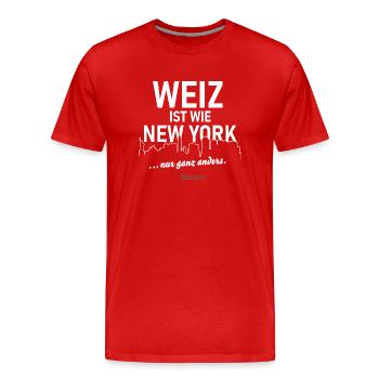 Weiz ist wie New York ... nur ganz anders - Männer Premium Bio T-Shirt - Rot - Vorne - Damien (186cm)