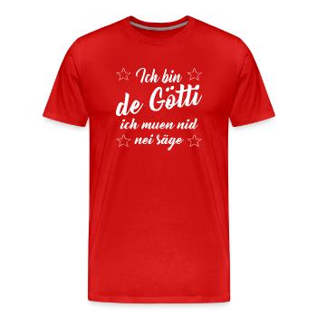 Lustiges Schweizer Gotti Götti Geburt Geschenkt - Männer Premium Bio T-Shirt - Rot - Vorne - Damien (186cm)