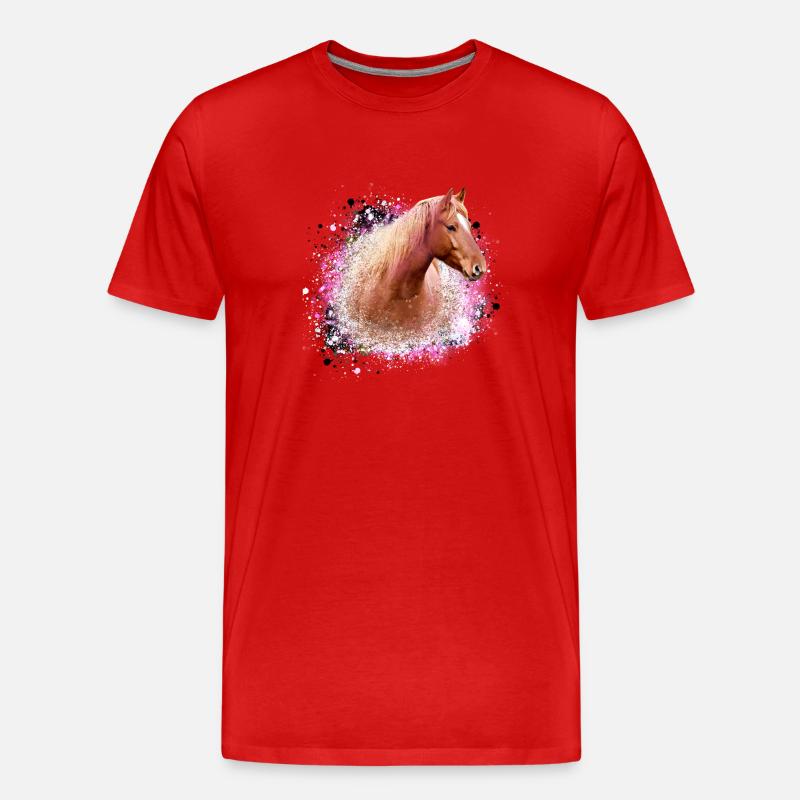 haflinger,pferd,graffiti, malerei, pferdekopf,rosa - Männer Premium Bio T-Shirt - Rot