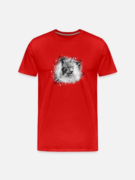 luchs,katze,blau,malerei,aquarell,grau - Männer Premium Bio T-Shirt - Rot
