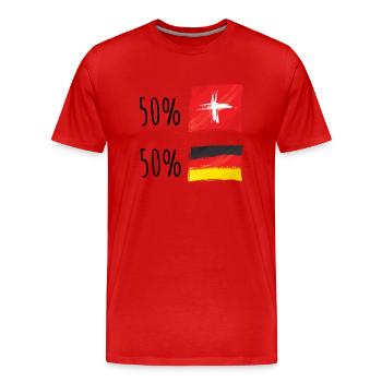 Halb schweizerisch / halb deutsch - Männer Premium Bio T-Shirt - Rot - Vorne - Damien (186cm)