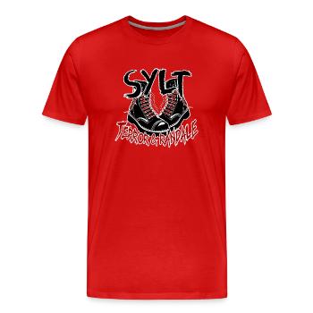 Punk Rock Sylt 9 Euro Ticket - Männer Premium Bio T-Shirt - Rot - Vorne - Damien (186cm)