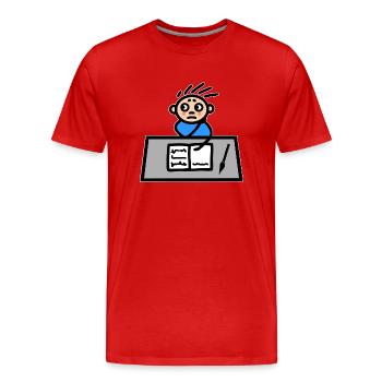 Young Desk - Apprendre les devoirs de l’école - T-shirt bio Premium Homme - rouge - Devant - Damien (186cm)