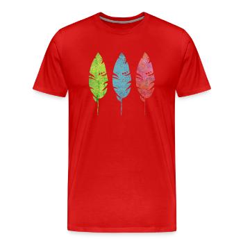 Trois plumes tendres - T-shirt bio Premium Homme - rouge - Devant - Damien (186cm)