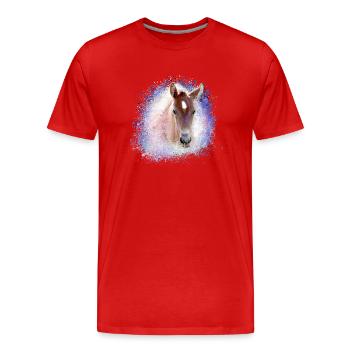 poulain, cheval, graffiti, peinture, aquarelle, poney, bleu - T-shirt bio Premium Homme - rouge - Devant - Damien (186cm)