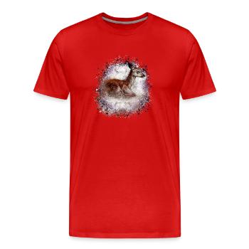 deer ,brown,wild,fawn,graffiti,bambi,fawn,foal - Men's Premium Organic T-Shirt - red - Front - Damien (186cm)