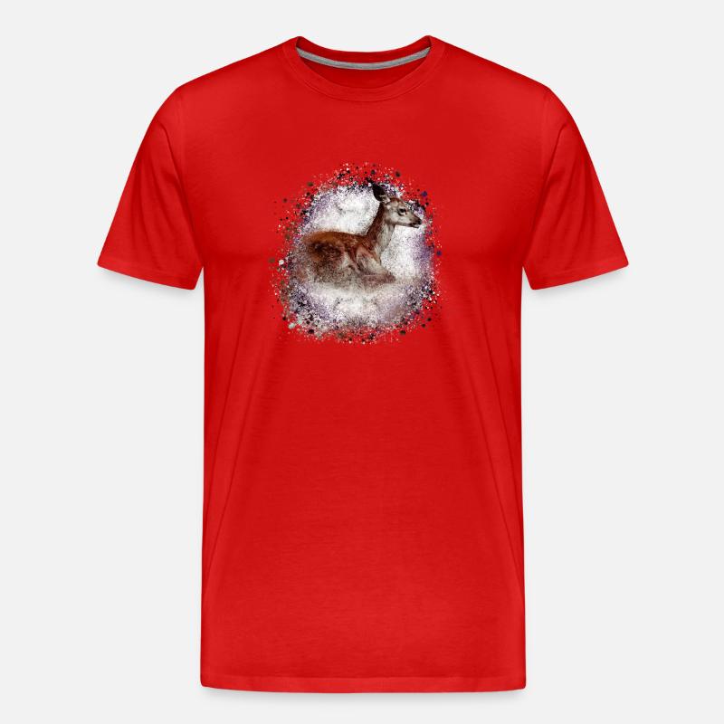 reh ,braun,wild,kitz,graffiti,bambi,rehkitz,fohlen - Männer Premium Bio T-Shirt - Rot