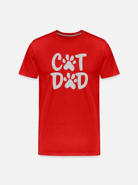 Cat Dad Paw Logo - Men's Premium Organic T-Shirt - red