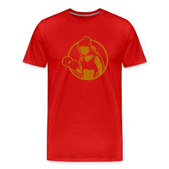 Musculation - Haltérophilie - Fitness - Entraînement - T-shirt bio Premium Homme - rouge - Devant - Damien (186cm)