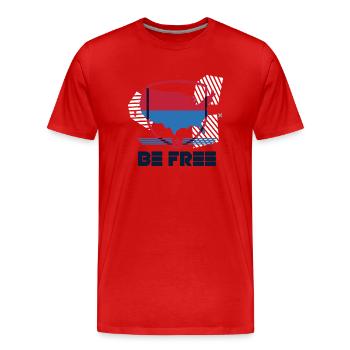 Soyez libre Amérique - T-shirt bio Premium Homme - rouge - Devant - Damien (186cm)