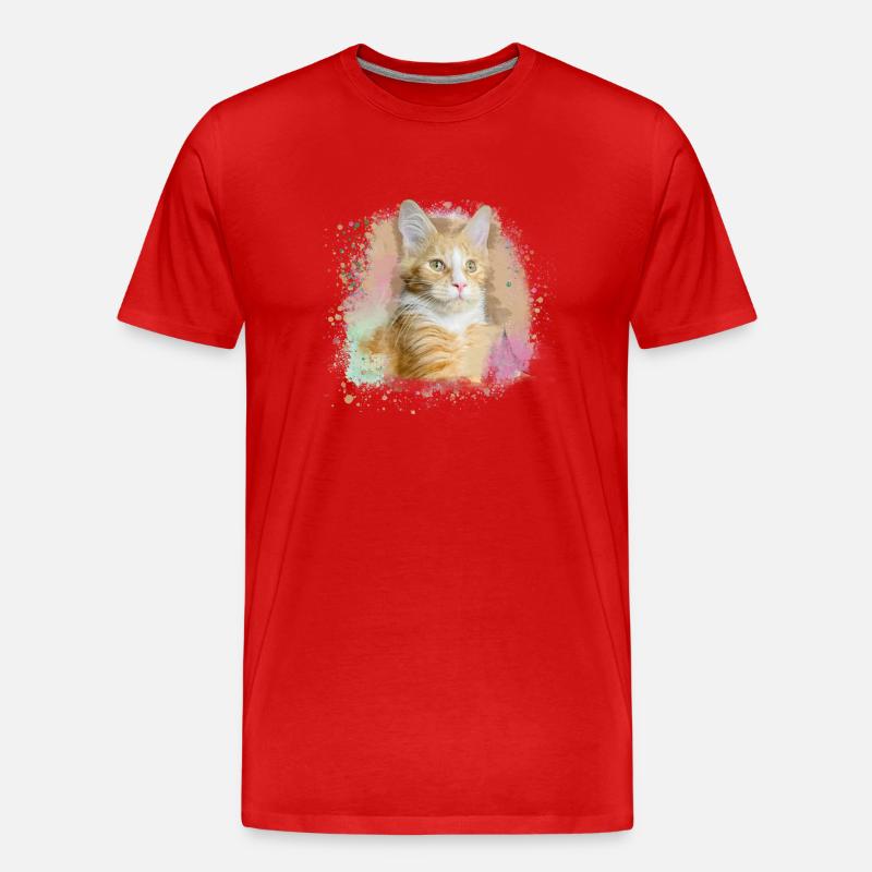 maincoon,katze,graffiti,malerei, Maine-Coon-Katze, - Männer Premium Bio T-Shirt - Rot