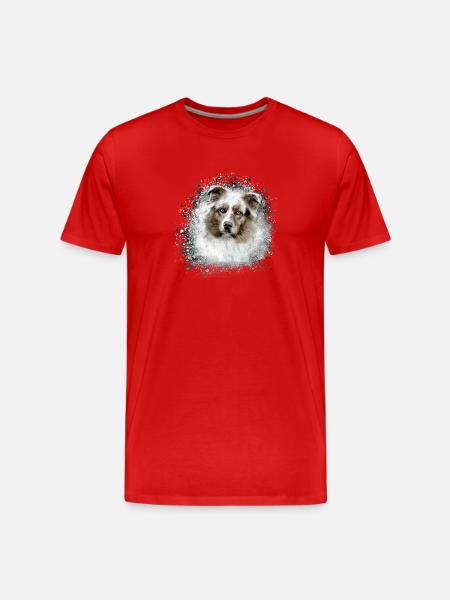 Australian shepherd, grey,graffiti, painting,dog - Men's Premium Organic T-Shirt - red