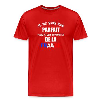 je ne suis pas parfait mais je suis supporter - T-shirt bio Premium Homme - rouge - Devant - Damien (186cm)