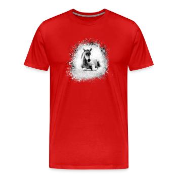 poney, rose, poulain, cheval, graffiti,peinture,gris - T-shirt bio Premium Homme - rouge - Devant - Damien (186cm)