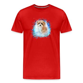 Havanais, Bolognese, Maltais, Chien, Graffiti, - T-shirt bio Premium Homme - rouge - Devant - Damien (186cm)
