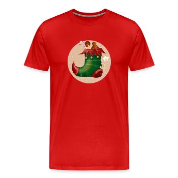 Chaussure Elf - T-shirt bio Premium Homme - rouge - Devant - Damien (186cm)