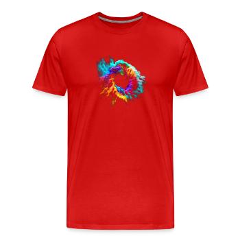 Explosion de nuages de poussière colorés - T-shirt bio Premium Homme - rouge - Devant - Damien (186cm)