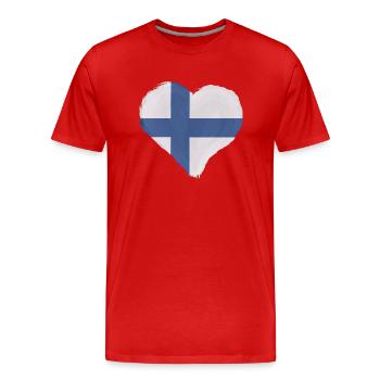 Finnland Flagge Suomi Finnische Fahne Herz - Männer Premium Bio T-Shirt - Rot - Vorne - Damien (186cm)