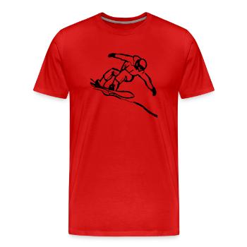 Croquis dessiné à la main d’un snowboarder - T-shirt bio Premium Homme - rouge - Devant - Damien (186cm)