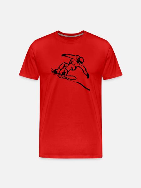 Hand-drawn sketch of a snowboarder - Men's Premium Organic T-Shirt - red