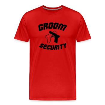 Groom Security - Men's Premium Organic T-Shirt - red - Front - Damien (186cm)
