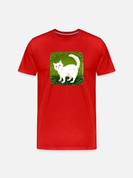 cute cat - Men's Premium Organic T-Shirt - red