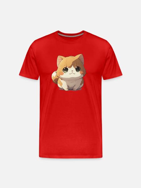 Cat | Kittens | Baby Cat | Cute Anime Cat - Men's Premium Organic T-Shirt - red
