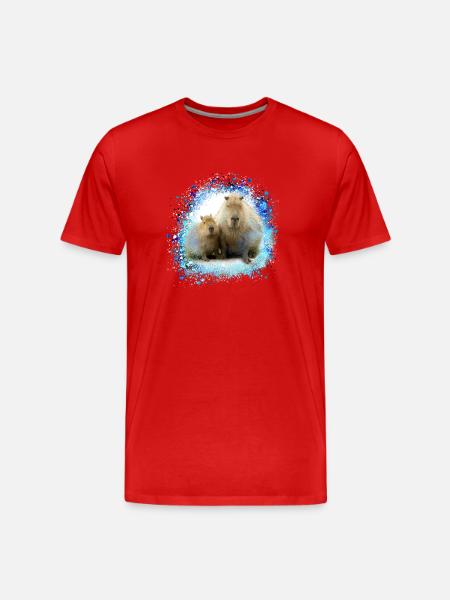 Capybara,Pig,Graffiti,Capybara,Duo - Men's Premium Organic T-Shirt - red