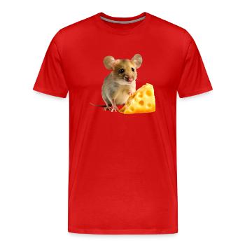 Mouse with cheese - Men's Premium Organic T-Shirt - red - Front - Damien (186cm)