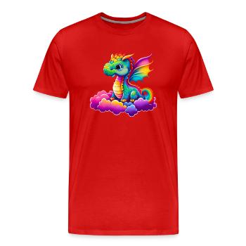 Mignon petit dragon - T-shirt bio Premium Homme - rouge - Devant - Damien (186cm)